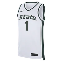 Maillot de basketball réplique alternatif Nike n° 1 blanc des Spartans l'Université d'État du Michigan pour homme