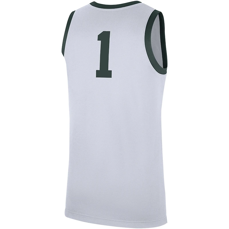 Men's Nike #1 White Michigan State Spartans Replica Jersey
