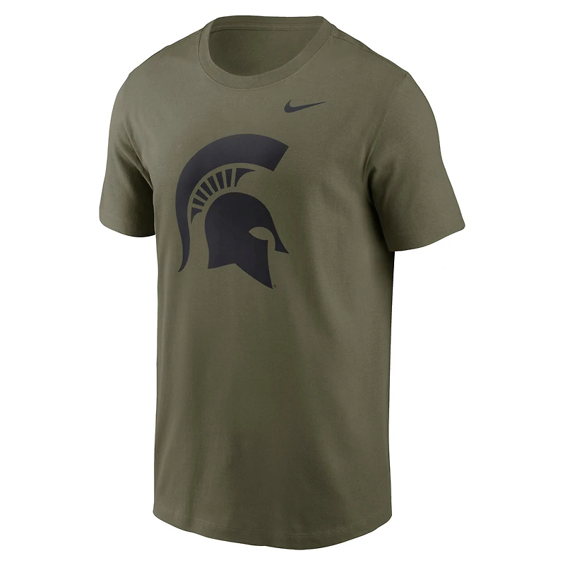 T-shirt Nike Olive Michigan State Spartans 2024 Military Appreciation Tonal Logo Performance pour homme