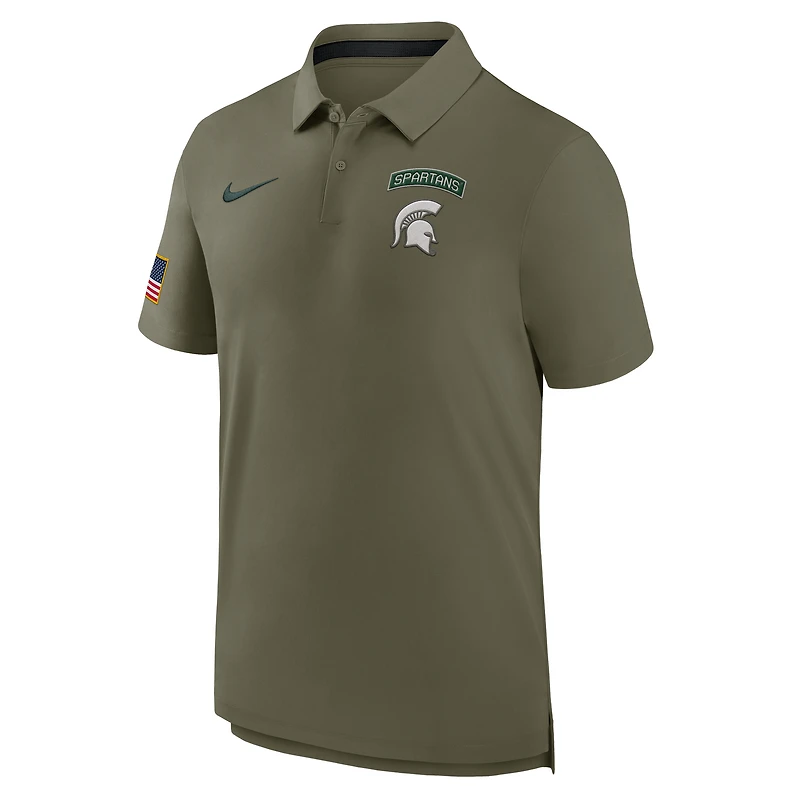 Men's Nike Olive Michigan State Spartans 2024 Military Appreciation Tour Performance Polo