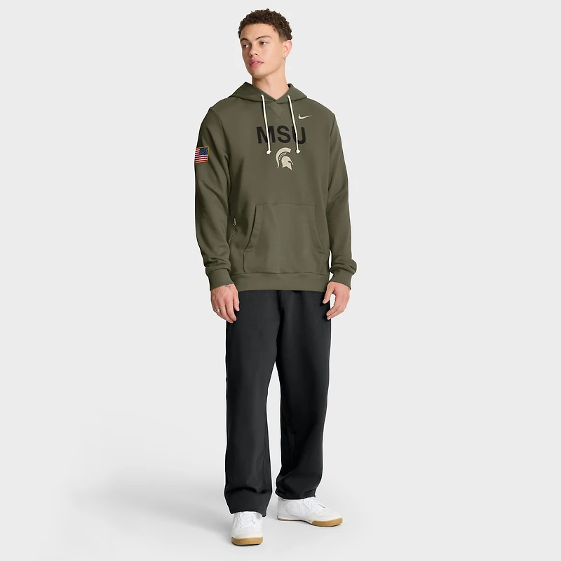 Men's Nike Olive Michigan State Spartans 2025 Military Appreciation Standard Issue Dri-FIT Hoodie