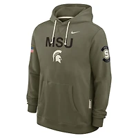 Men's Nike Olive Michigan State Spartans 2025 Military Appreciation Standard Issue Dri-FIT Hoodie