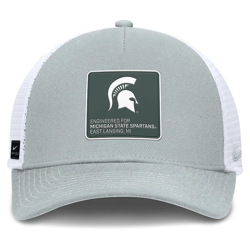 Men's Nike  Silver/White Michigan State Spartans 2025 On-Field Rise Engineered Trucker Adjustable Hat