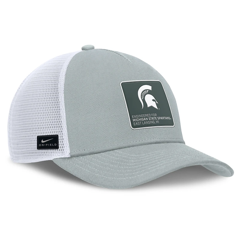 Men's Nike  Silver/White Michigan State Spartans 2025 On-Field Rise Engineered Trucker Adjustable Hat