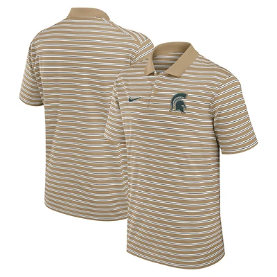 Men's Nike Tan Michigan State Spartans Athletic Prep Striped Performance Polo