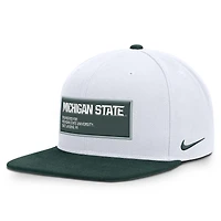 Men's Nike White/Green Michigan State Spartans 2025 On-Field Patch Pro Dri-FIT Snapback Hat