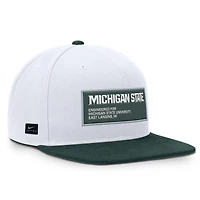 Men's Nike White/Green Michigan State Spartans 2025 On-Field Patch Pro Dri-FIT Snapback Hat