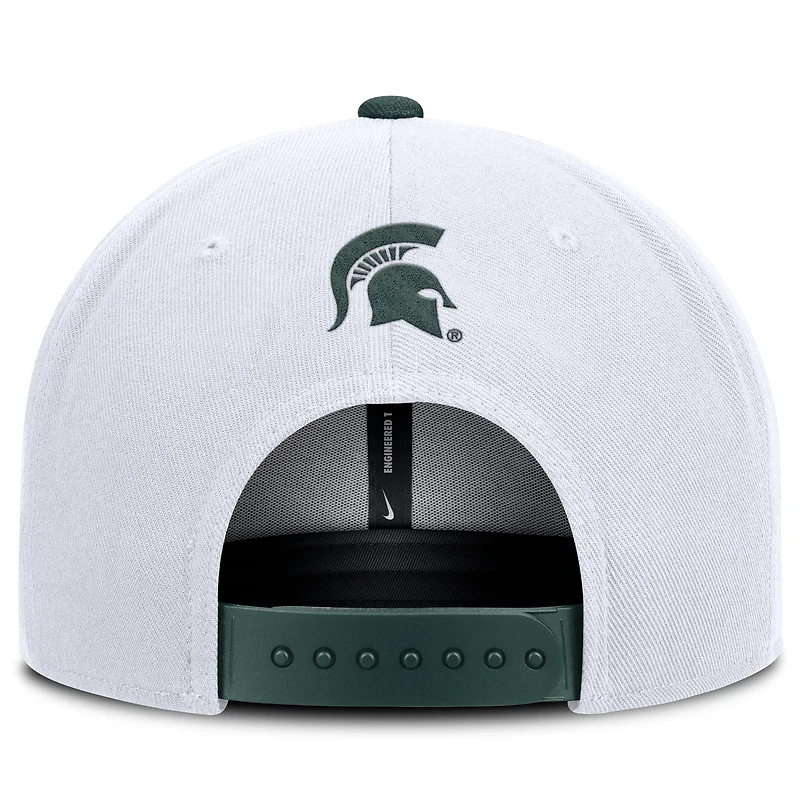 Men's Nike White/Green Michigan State Spartans 2025 On-Field Patch Pro Dri-FIT Snapback Hat