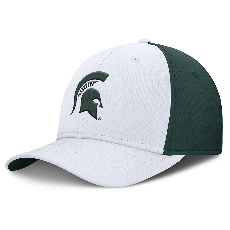 Men's Nike White/Green Michigan State Spartans 2025 Sideline Rise Local Performance Flex Hat