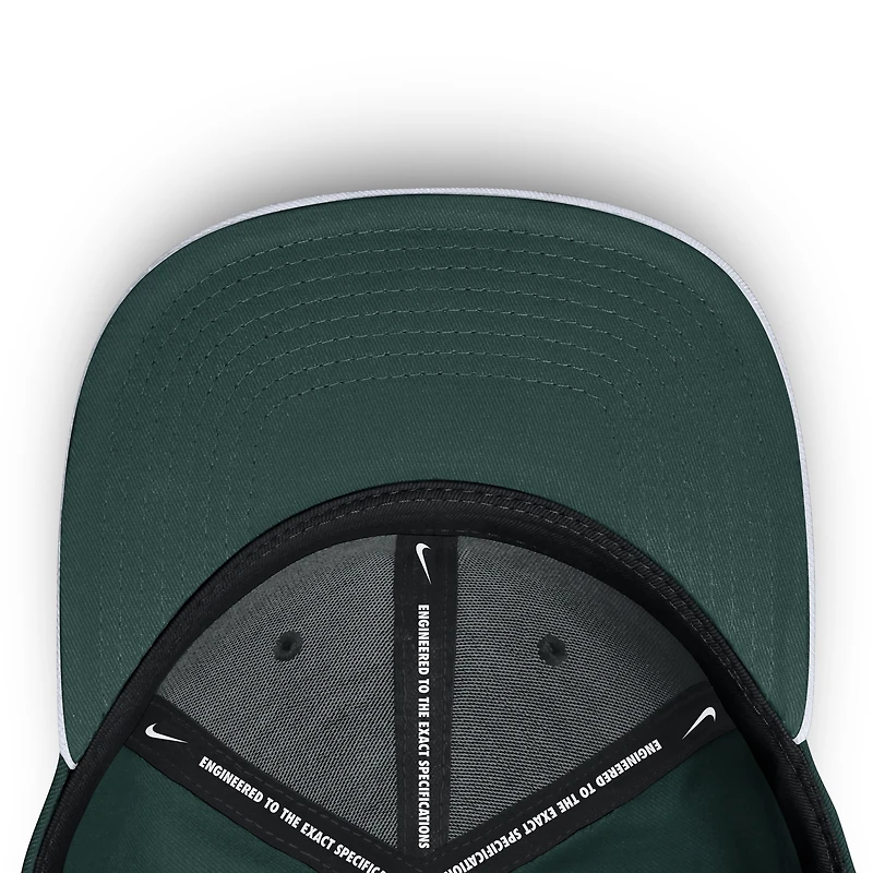 Men's Nike White/Green Michigan State Spartans 2025 Sideline Rise Local Performance Flex Hat