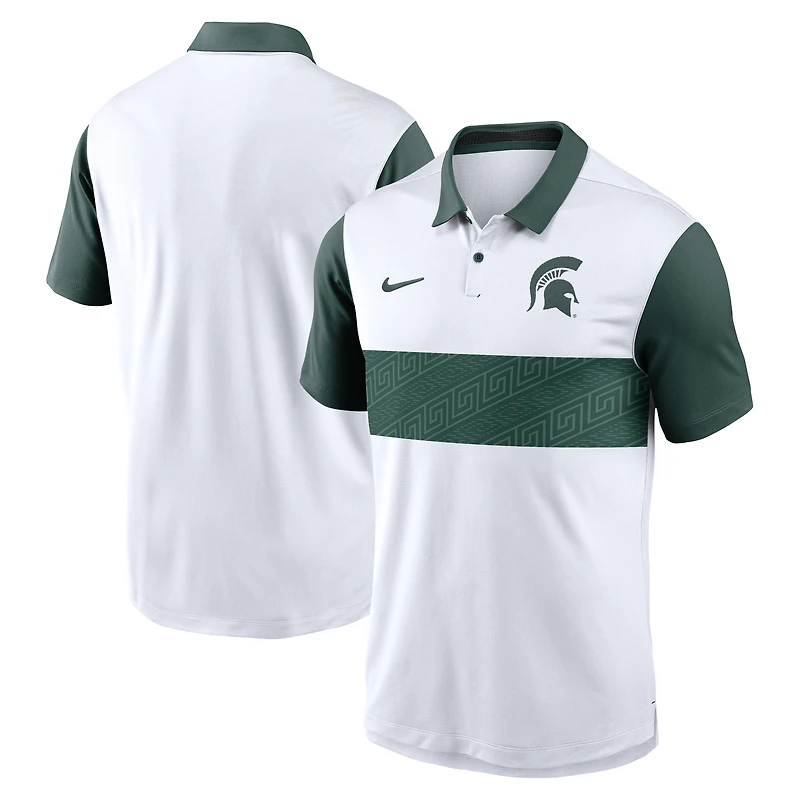 Polo Nike blanc/vert pour homme Michigan State Spartans Primetime Campus Pattern Vapor Dri-FIT
