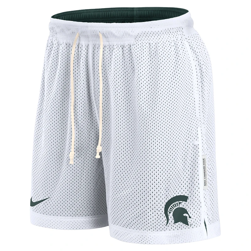 Men's Nike White/Green Michigan State Spartans Primetime Reversible Performance Shorts