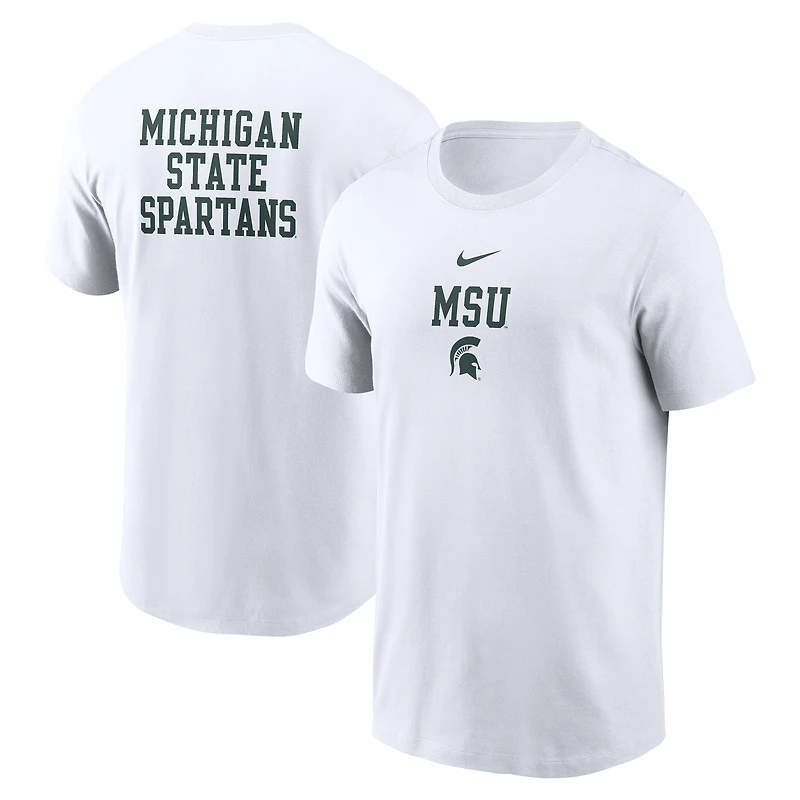 Men's Nike White Michigan State Spartans 2-Hit Stacked T-Shirt