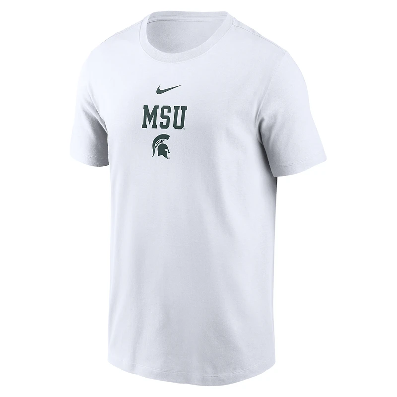 Men's Nike White Michigan State Spartans 2-Hit Stacked T-Shirt