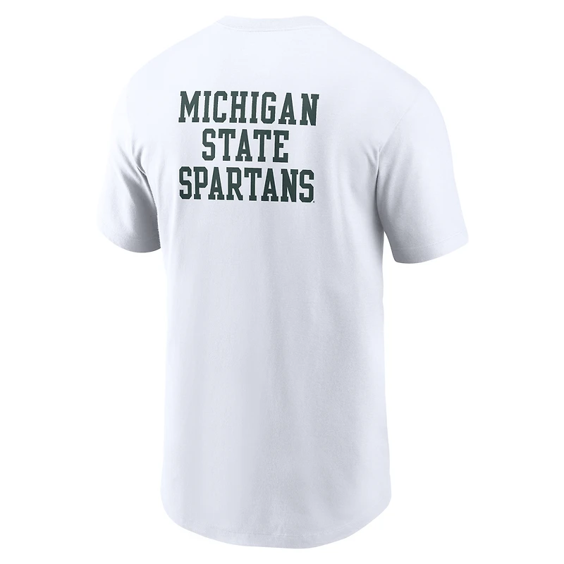Men's Nike White Michigan State Spartans 2-Hit Stacked T-Shirt