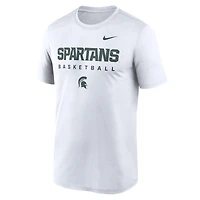 T-shirt Nike blanc Michigan State Spartans 2025 Courtside Basketball Legend Dri-FIT pour homme