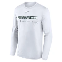 T-shirt à manches longues Nike Michigan State Spartans 2025 Courtside Basketball Shootaround Legend Dri-FIT pour homme, blanc