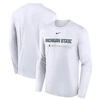 Men's Nike White Michigan State Spartans 2025 Courtside Basketball Shootaround Legend Dri-FIT Long Sleeve T-Shirt