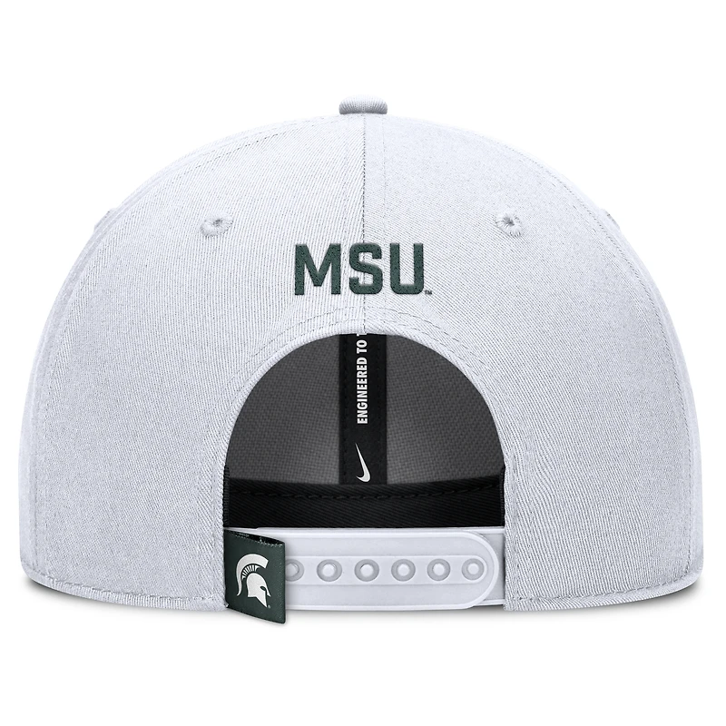 Men's Nike White Michigan State Spartans 2025 On-Field Rise Performance Adjustable Hat