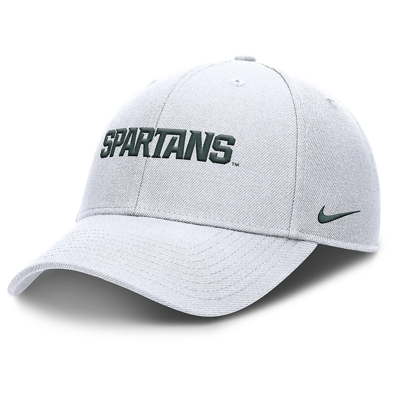 Casquette ajustable Nike blanche Michigan State Spartans 2025 On-Field Rise Performance pour homme