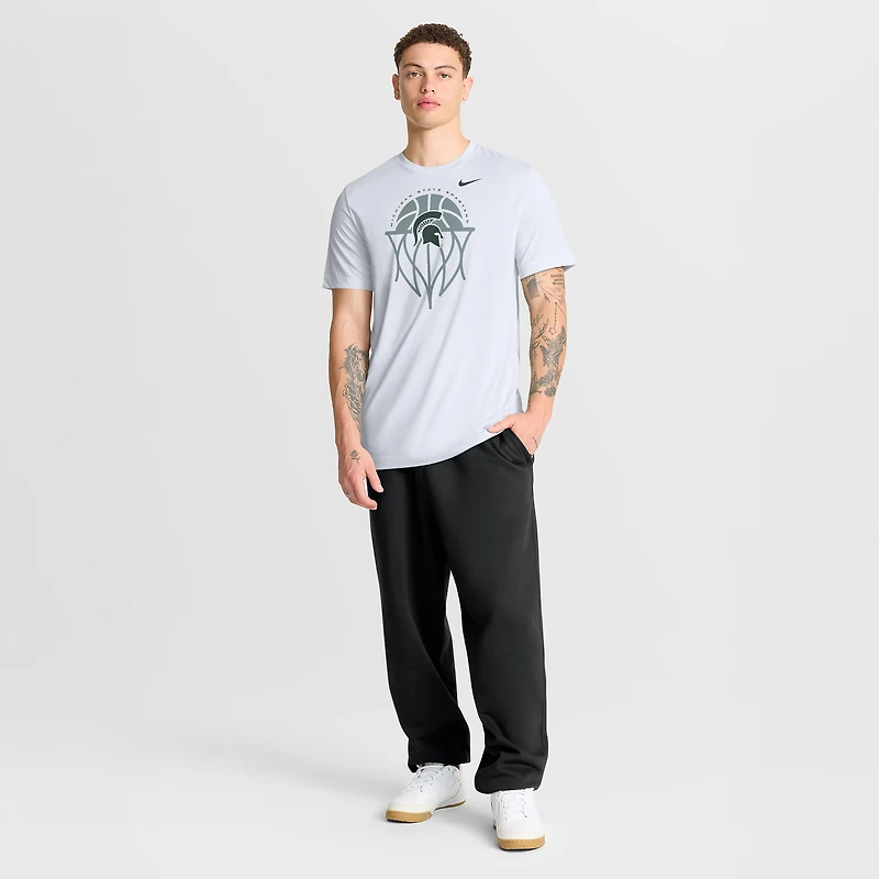 T-shirt Nike blanc pour homme, modèle Michigan State Spartans, icône et légende du basketball, technologie Dri-FIT