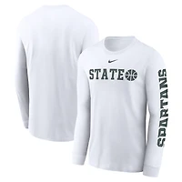 T-shirt à manches longues Nike Michigan State Spartans Basketball Icon Two-Hit pour homme, blanc