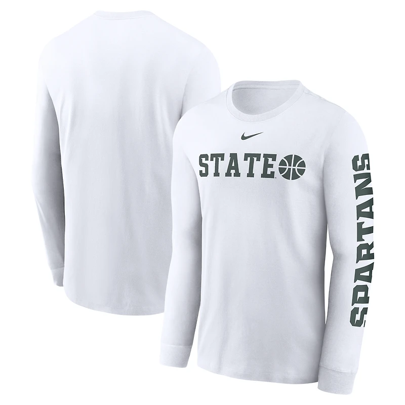 Men's Nike Michigan State Spartans Basketball Icon Two-Hit Long Sleeve T-Shirt