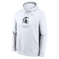 Men's Nike White Michigan State Spartans Basketball Two-Hit Club Fleece Pullover Hoodie