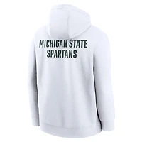 Sweat à capuche en polaire Nike blanc pour homme, modèle Two-Hit Club, inspiré des Spartans de l'université d'État du Michigan