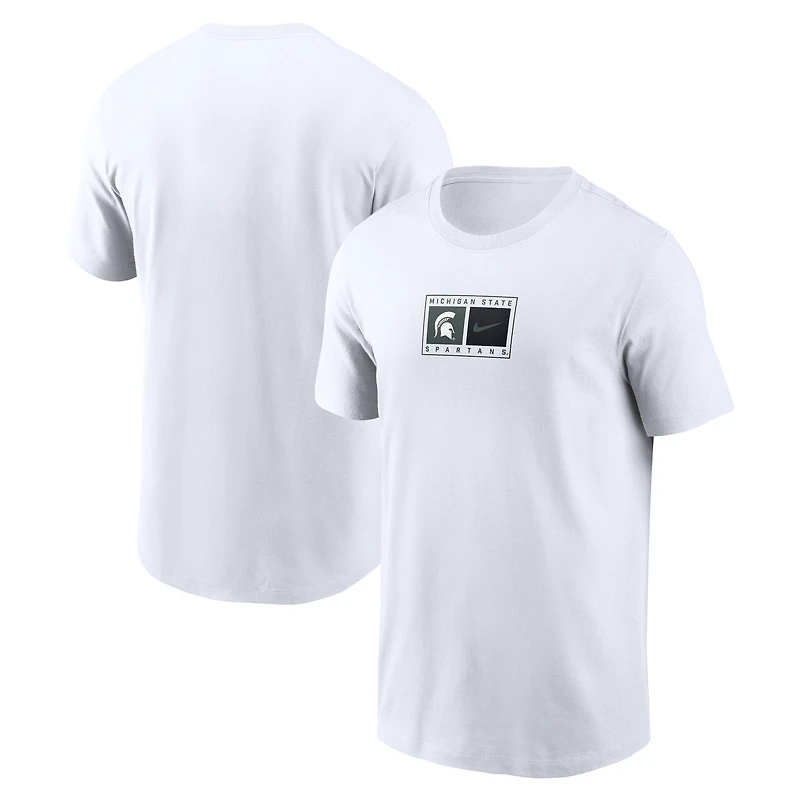 T-shirt Nike blanc pour homme avec logo Swoosh des Spartans de l'État du Michigan