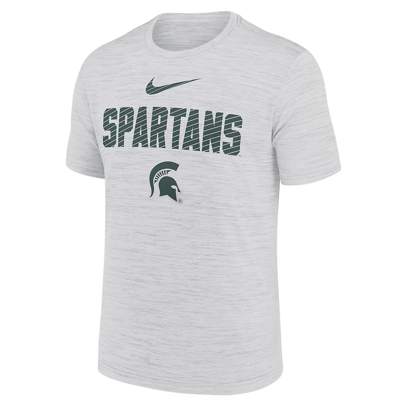 T-shirt Nike Michigan State Spartans Campus Slant Velocity Performance pour homme blanc