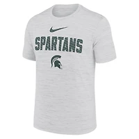 T-shirt Nike Michigan State Spartans Campus Slant Velocity Performance pour homme blanc