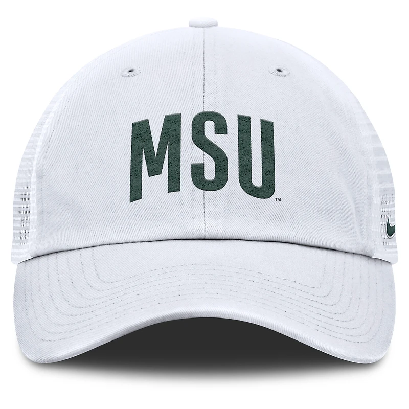 Casquette ajustable Nike blanche Michigan State Spartans Club Campus Trucker pour homme