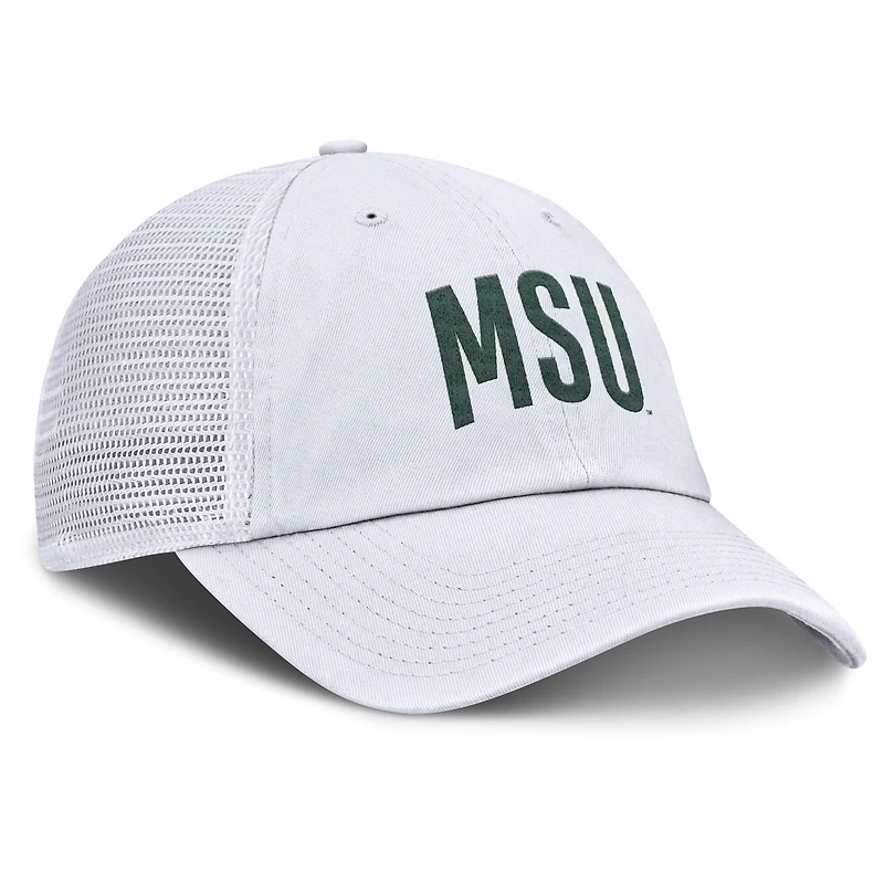 Casquette ajustable Nike blanche Michigan State Spartans Club Campus Trucker pour homme