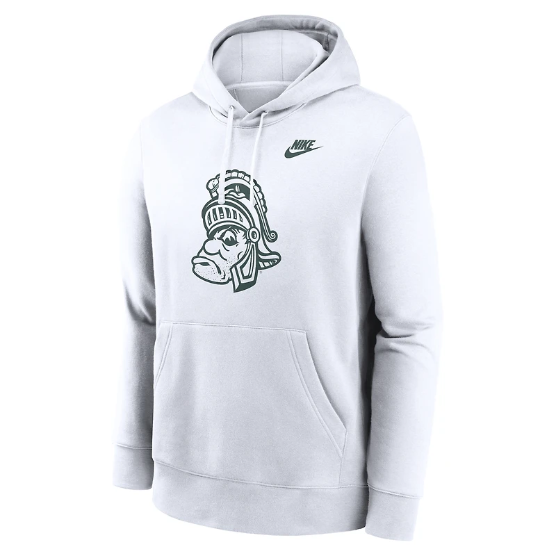 Men's Nike White Michigan State Spartans Legacy Logo Club Fleece Pullover Hoodie