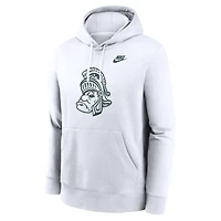Men's Nike White Michigan State Spartans Legacy Logo Club Fleece Pullover Hoodie