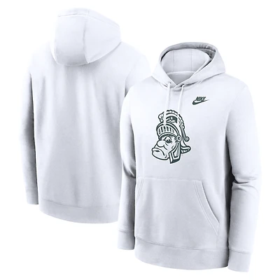 Men's Nike White Michigan State Spartans Legacy Logo Club Fleece Pullover Hoodie