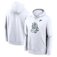 Men's Nike White Michigan State Spartans Legacy Logo Club Fleece Pullover Hoodie