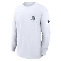 T-shirt à manches longues et poche Nike Michigan State Spartans Legacy Max90 pour homme, blanc