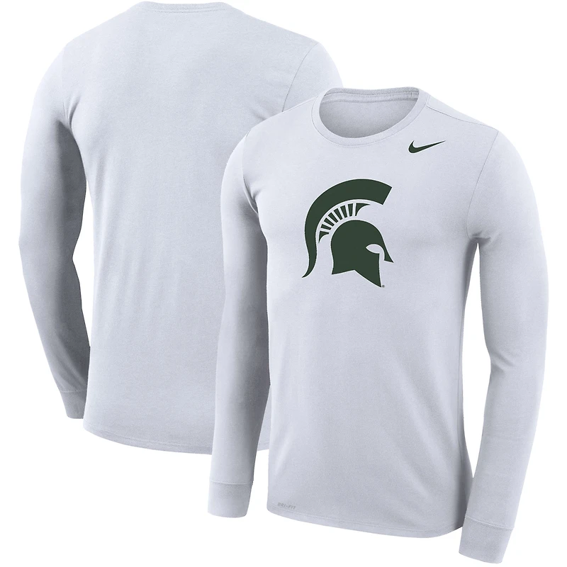 T-shirt à manches longues Nike Michigan State Spartans Legend Wordmark Performance pour homme - Blanc
