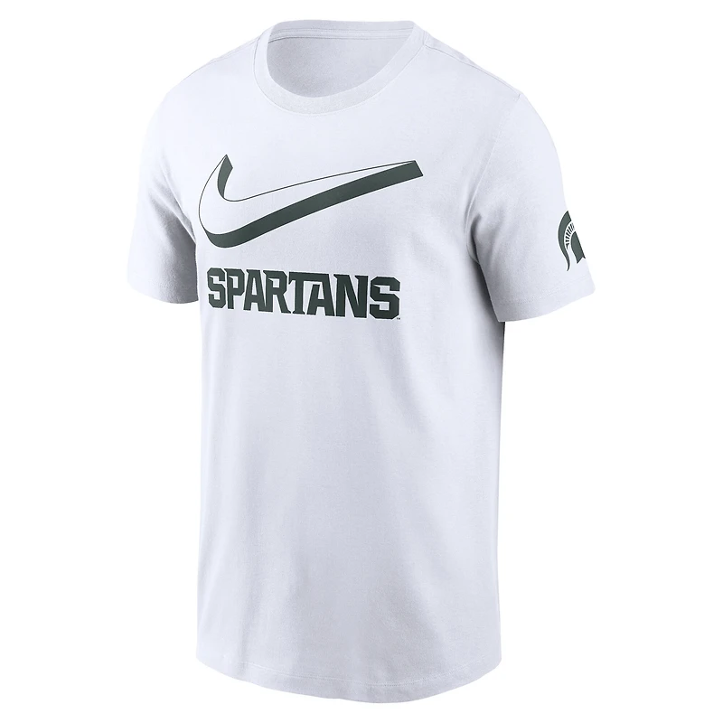 T-shirt Nike blanc pour homme Michigan State Spartans Primetime 2-Hit Swoosh