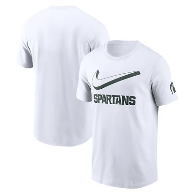 T-shirt Nike blanc pour homme Michigan State Spartans Primetime 2-Hit Swoosh