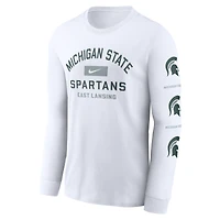 Men's Nike White Michigan State Spartans Primetime Classic Location Long Sleeve T-Shirt