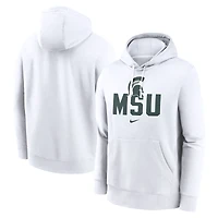 Sweat à capuche en polaire Nike Michigan State Spartans Primetime Club pour homme, blanc