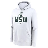 Sweat à capuche en polaire Nike Michigan State Spartans Primetime Club pour homme, blanc