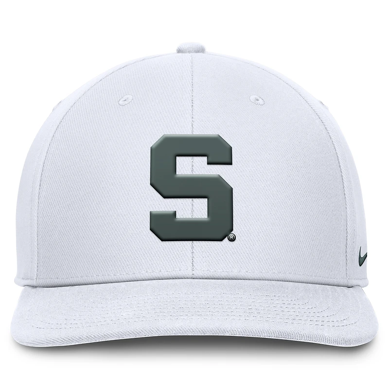 Casquette Nike blanche à visière snapback Michigan State Spartans Primetime Pro pour homme
