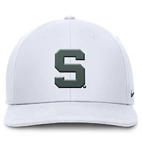 Casquette Nike blanche à visière snapback Michigan State Spartans Primetime Pro pour homme