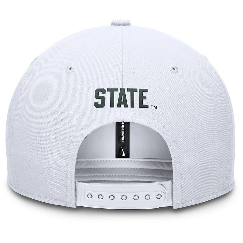 Casquette Nike blanche à visière snapback Michigan State Spartans Primetime Pro pour homme