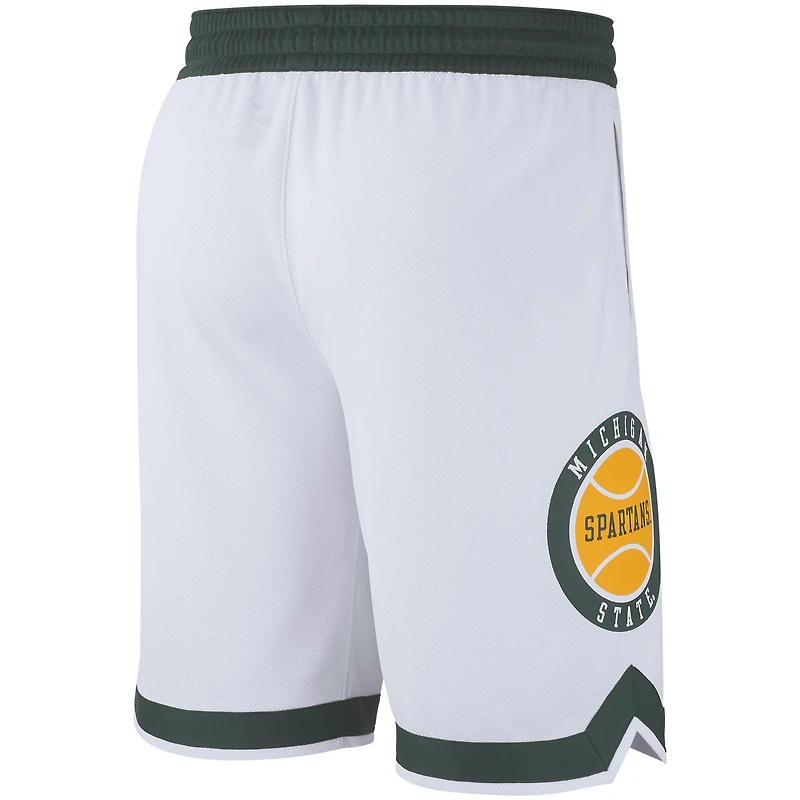 Nike Michigan State Spartans Retro Replica Short de basketball pour homme Blanc