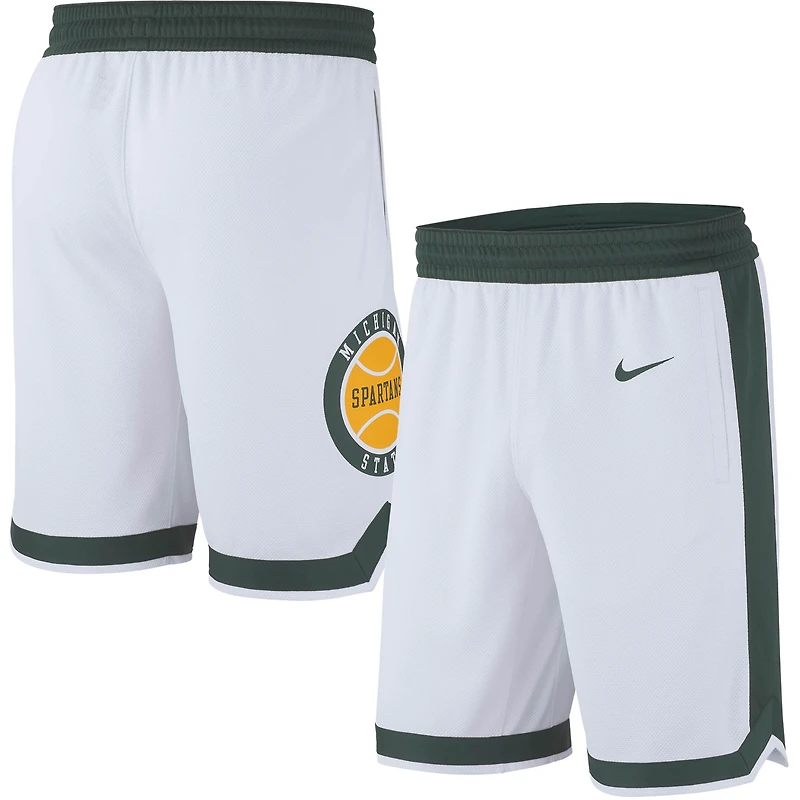 Nike Michigan State Spartans Retro Replica Short de basketball pour homme Blanc